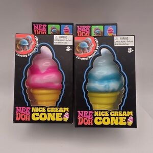 NeeDoh Nice Cream Cone Squishy Toy - Pink & Blue Swirl